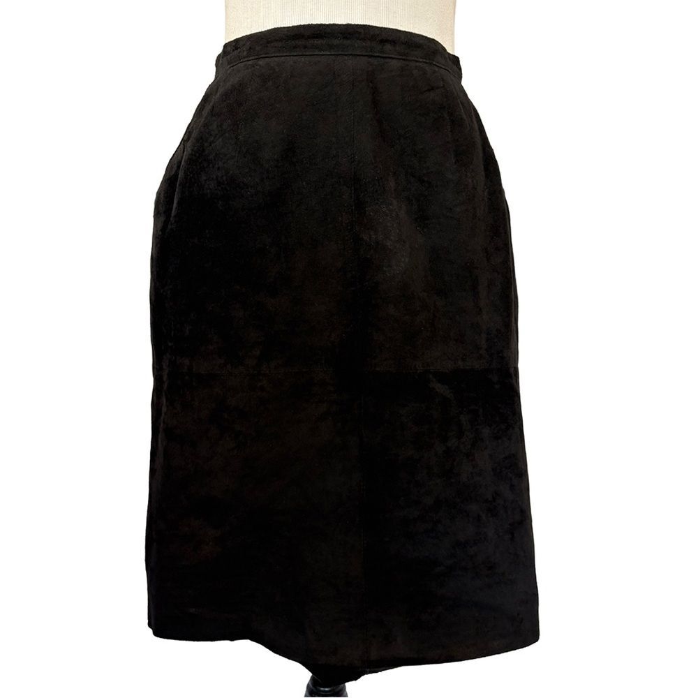 Lord & Taylor Vintage Black Suede Skirt | Size 10 | Made in Korea